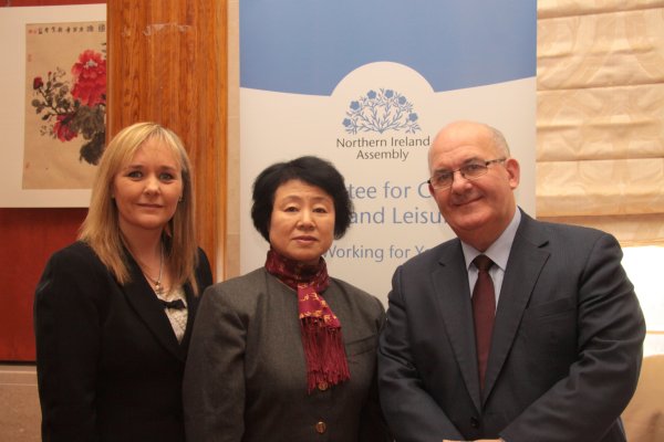 From L-R: Chairperson of the Committee for Culture, Arts and Leisure, Ms Michelle McIlveen MLA; Acting Consul General for People’s Republic of China, Madam Ma Dayun; Speaker of the Northern Ireland Assembly, Mr William Hay MLA.