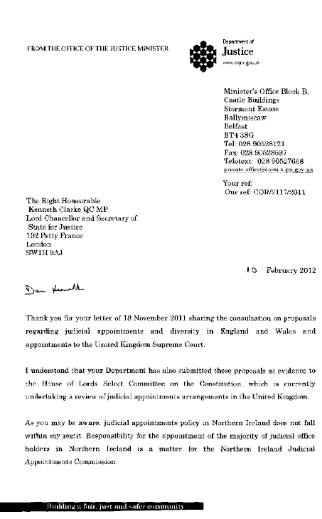 Department of Justice Response to Ministry of Justice Consultation