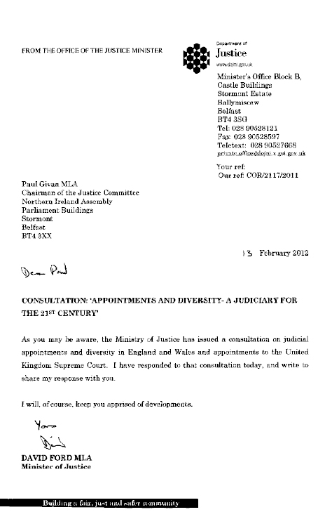 Department of Justice Response to Ministry of Justice Consultation