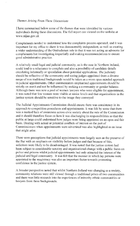 Northern Ireland Judicial Appointments Ombudsman submission
