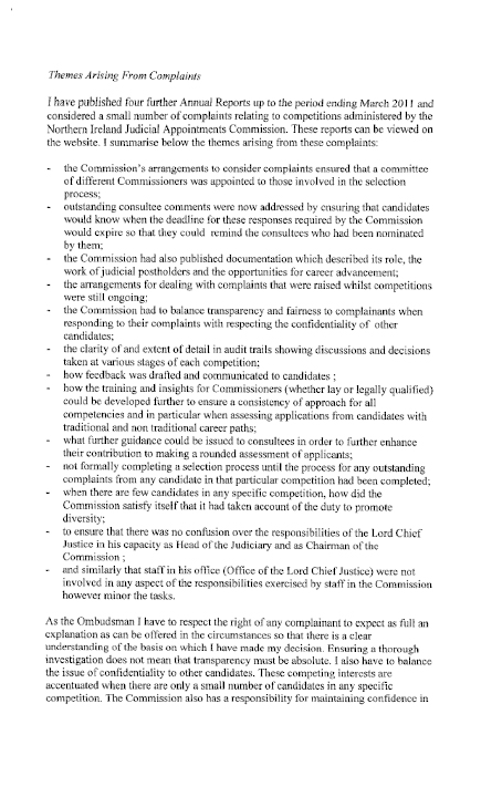 Northern Ireland Judicial Appointments Ombudsman submission
