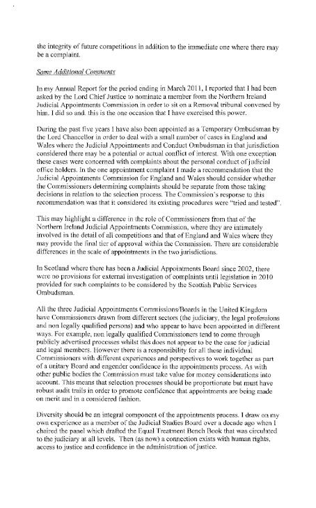 Northern Ireland Judicial Appointments Ombudsman submission