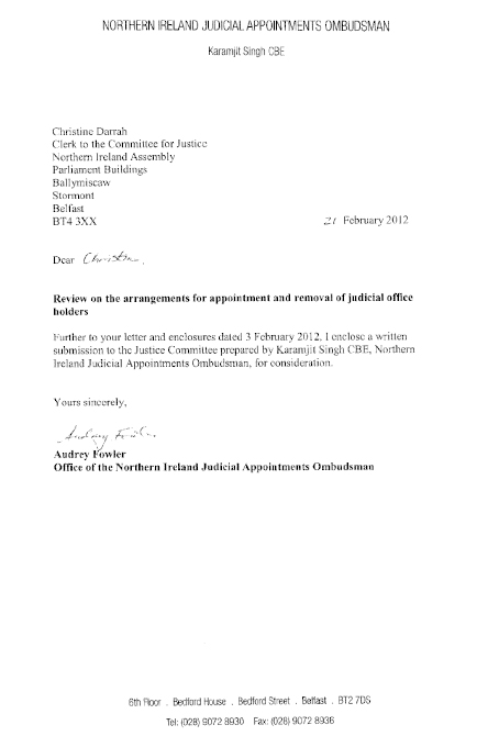 Northern Ireland Judicial Appointments Ombudsman submission