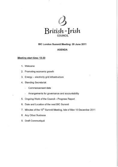 Agenda for the meeting Agenda for the meeting