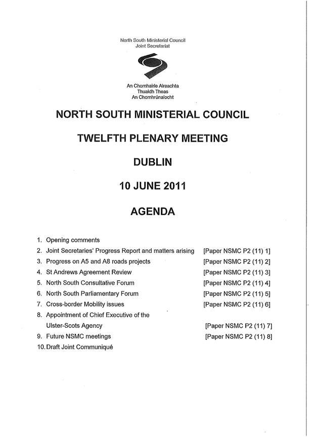 Agenda for the meeting Agenda for the meeting