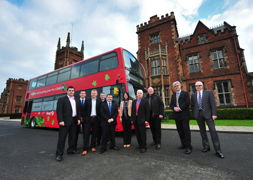 Members of the Committee for Employment and Learning visiting a “Proof of Concept” Wrightbus, developing fuel efficiency technology in collaboration with Queen’s University Belfast, during a visit to the University on 27 November 2013.