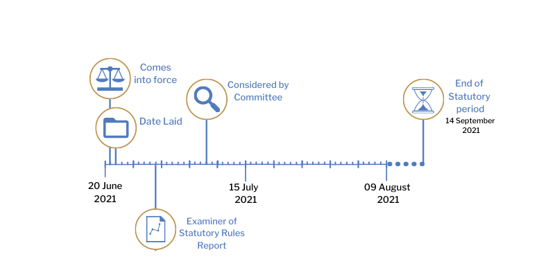 This timeline tracker shows the progress of The Health Protection (Coronavirus, Restrictions) Regulations (Northern Ireland) 2021 (Amendment No. 7) Regulations (Northern Ireland) 2021.The exact details are available in the table below. 