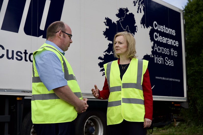 Foreign Secretary Liz Truss meeting local businesses in Belfast to discuss the Protocol