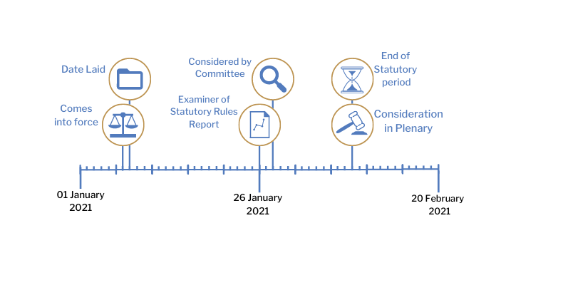This timeline tracker shows the progress of The Health Protection (Coronavirus, Restrictions) (No. 2) (Amendment) Regulations (Northern Ireland) 2021. The exact details are available in the table below.