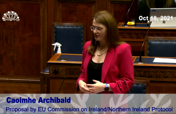 Caoimhe Archibald speaking in the Assembly on Monday