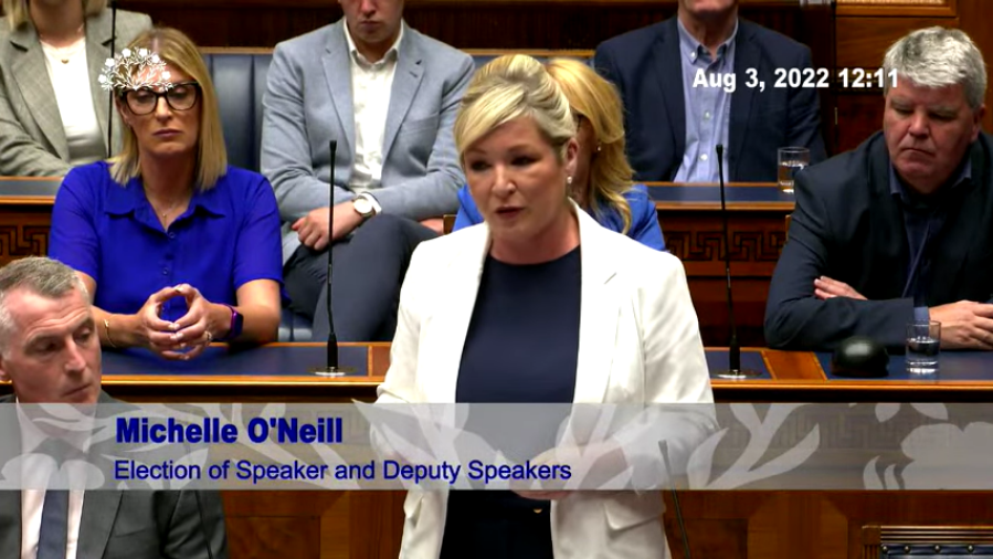 Michelle O’Neill speaking in the chamber last week