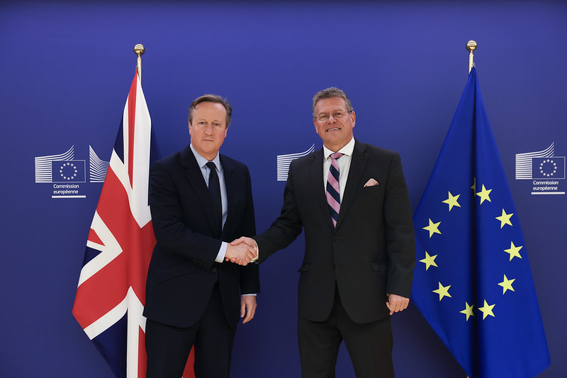 UK Foreign Secretary David Cameron with European Commission Vice-President Maroš Šefčovič 