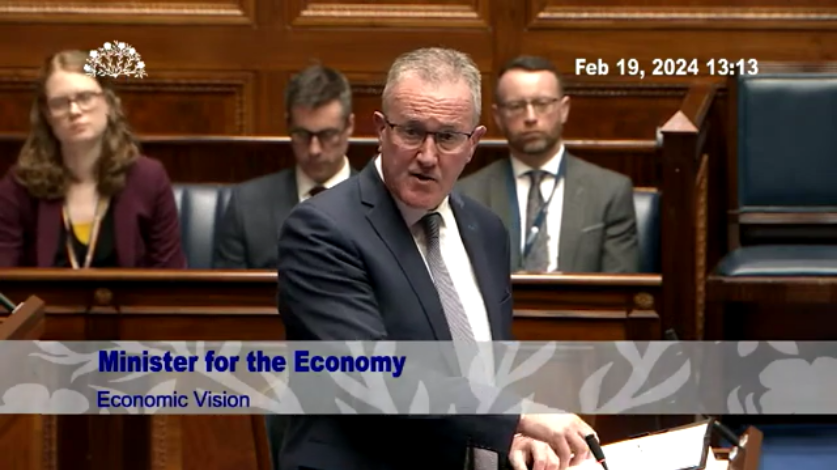 Minister for the Economy Conor Murphy speaking during the debate