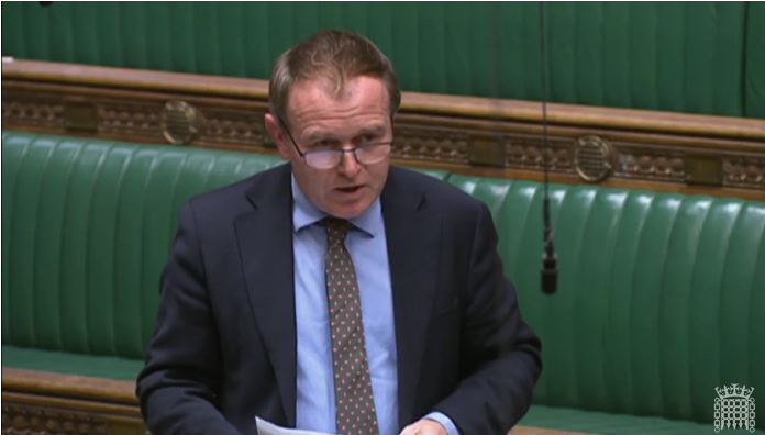 Former Secretary of State for Environment, Food and Rural Affairs George Eustice speaking during the debate