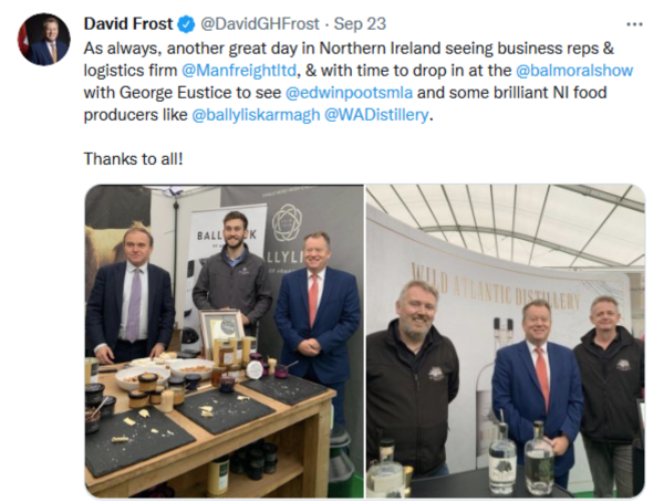 Lord Frost visited Northern Ireland last week