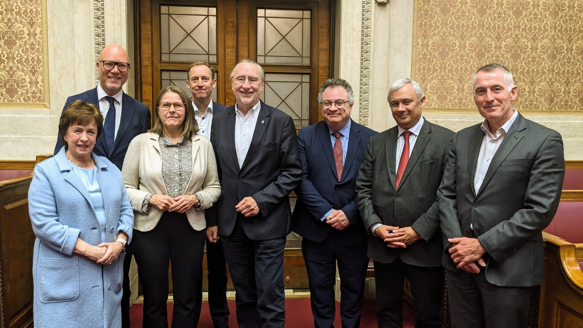 Local politicians with members of the European Parliament International Trade Committee at their meeting in Parliament Buildings