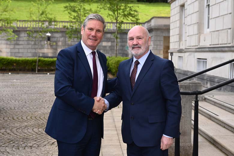 Labour leader Sir Keir Starmer with NI Assembly Speaker Alex Maskey