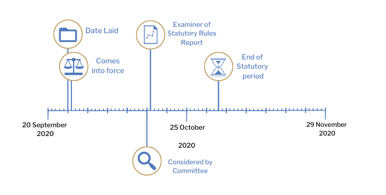 This timeline tracker shows the progress of The Health Protection (Coronavirus, International Travel) (Amendment No. 12) Regulations (Northern Ireland) 2020. The exact details are available in the table below. 