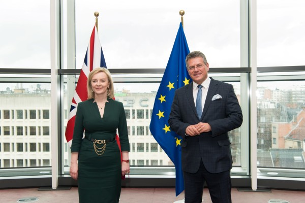 European Commission Vice-President Maroš Šefčovič and UK Foreign Secretary Liz Truss in Brussels