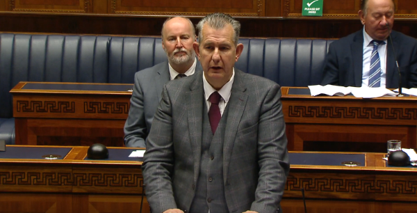 Minister for Agriculture, Environment and Rural Affairs Edwin Poots taking questions from MLAs