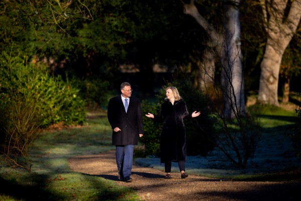 UK Foreign Secretary Liz Truss and European Commission Vice-President Maroš Šefčovič in the grounds of Chevening 