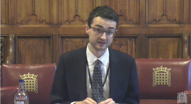 Joël Reland, Research Associate at the UK in a Changing Europe, previously giving evidence to the committee