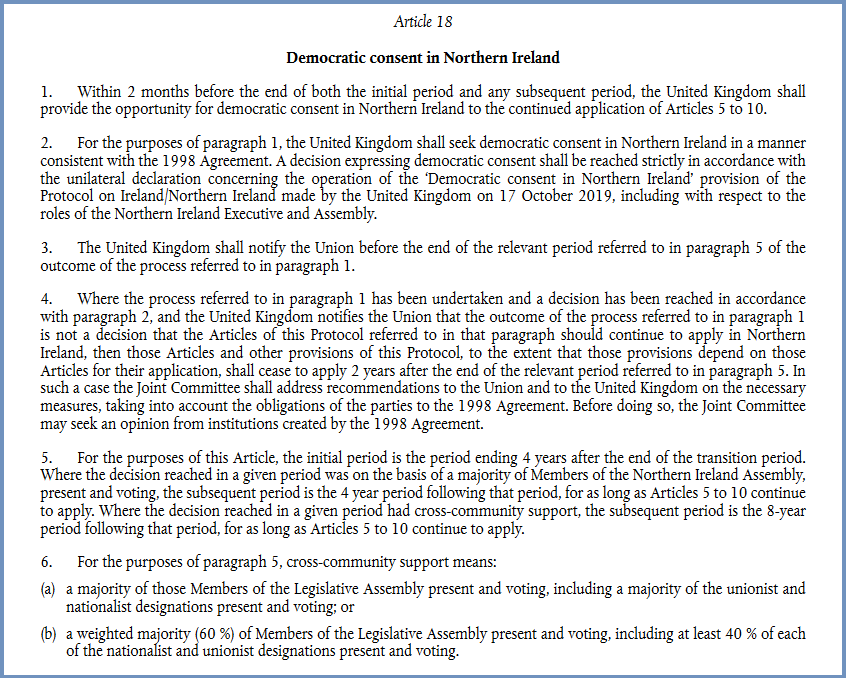 Article 18 of the Protocol contains the democratic consent mechanism