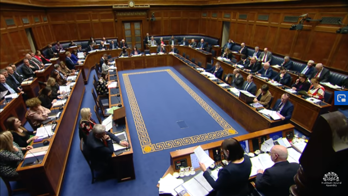 Northern Ireland Assembly during a vote on the Withdrawal Agreement in January 2020