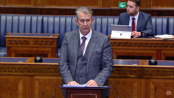 Edwin Poots speaking in the Assembly on Tuesday