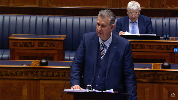 Minister Poots speaking in the Assembly | Source: NI Assembly