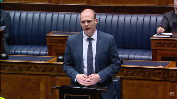 Minister for Agriculture, Environment and Rural Affairs Gordon Lyons speaking in the Assembly