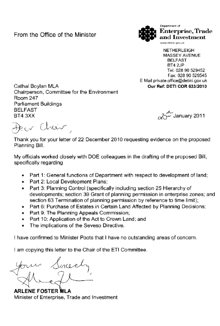 Department of Enterprise, Trade and Investment Submission to the Planning Bill