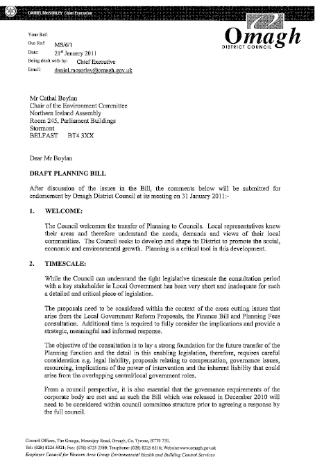 Omagh District Council Submission to the Planning Bill