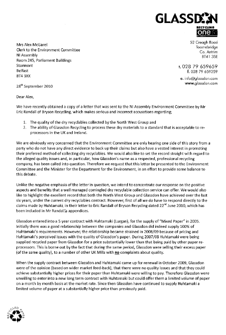 GLASSDON Letter to the NI Assembly Environment Committee