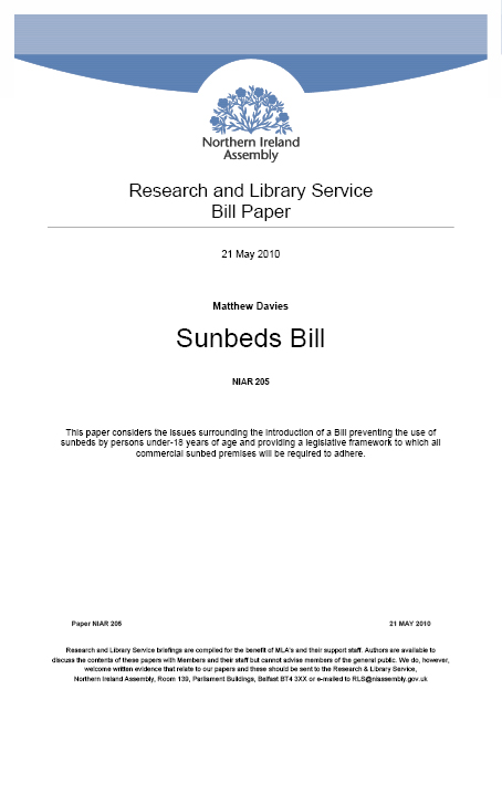 Sunbeds Bill Research Paper
