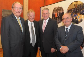Pictured at a lecture entitled ‘Perspectives on the Ulster Covenant’ which took place at Parliament Buildings on Monday 24 September are: (l-r) the Ceann Comhairle, Mr Seán Barrett TD; Dr Jonathan Bardon; the Shadow Secretary of State, Vernon Coaker MP; and the Speaker of the Northern Ireland Assembly, Mr William Hay MLA.  