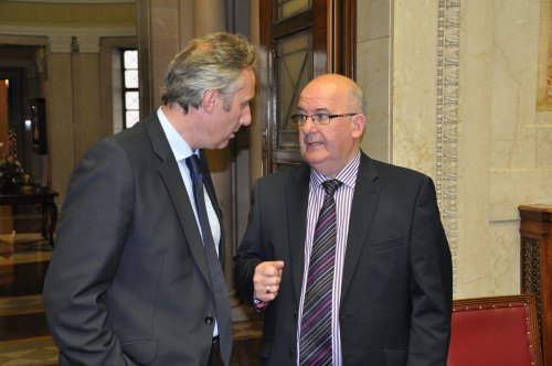 Guests at the Assembly Commission's Perspectives on Female Suffrage lecture included elected representatives and various women's organisations.  Pictured: Ian Paisley Jr MP and Speaker of the Northern Ireland Assembly Mr William Hay MLA