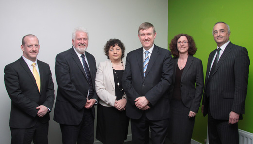 From L-R: John Daly, Business Manager Financial Services, CCEA; Trevor Carson, Chairman of CCEA; Anne-Marie Duffy, Director of Qualifications, CCEA; Mervyn Storey, Chairperson of the Committee; Ruth Kennedy, Business Manager Curriculum, Assessment and Reporting, CCEA; Richard Hanna, Interim Chief Executive,  CCEA.