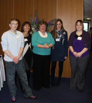 Pictured at the event are (l-r) Geordie Bingham (Dr B’s Kitchen), Clare McCaughey (Dr B's Kitchen), Sue Ramsey (Chair of the Employment and Learning Committee), Jessica Smyth (Prince’s Trust) and Nichola Laffin (Dr B's Kitchen). 