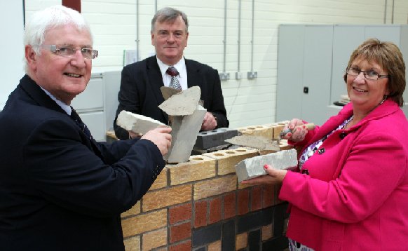 Dolores Kelly, MLA, Chairperson of the Employment and Learning Committee, with Malachy McAleer, Director of the South West College (centre) and Committee member David McClarty MLA, on a visit to the College’s Technology and Skills Centre in Enniskillen.