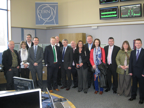 The Committee for Employment and Learning Delegation at the Large Hydron Collider Control Room, the CERN Institute, Switzerland.