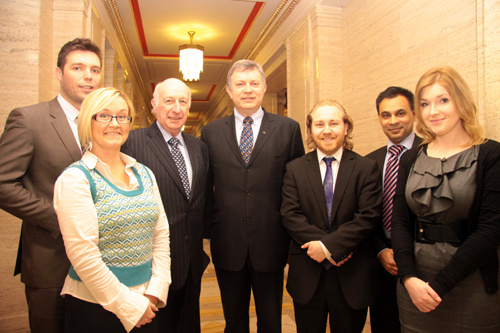 From L-R: Sinéad Campbell, Advice NI; Aodhan O’Donnell, Consumer Council; Robin Newton MLA, Committee Member; Patsy McGlone MLA, Chairperson of Committee; Steven Agnew MLA, Committee Member; Neil Dhot, FSA; Rachael Gray, Citizens Advice.