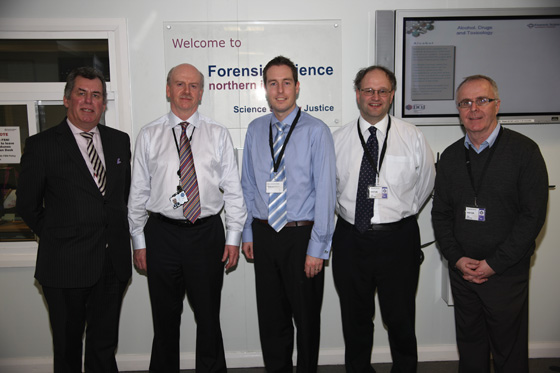 Members the Assembly Committee for Justice on a visit to Forensic Science Northern Ireland.