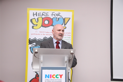 Chairperson of the Committee, Alex Maskey MLA, at the launch of the NICCY reports on Welfare Reform.