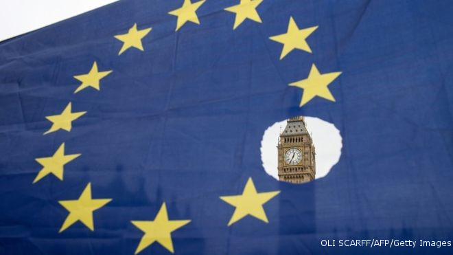 Image of EU Flag with Big Ben in background