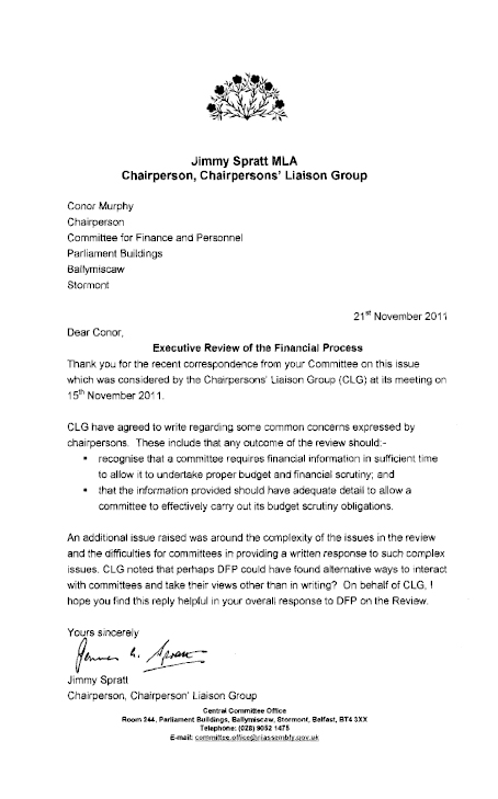 Chairpersons' Liaison Group response