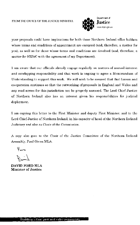 Department of Justice Response to Ministry of Justice Consultation