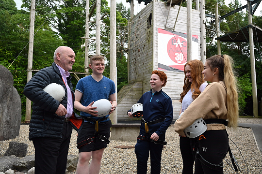 Speaker Alex Maskey with members of the Youth Assembly at Belfast Activity Centre 