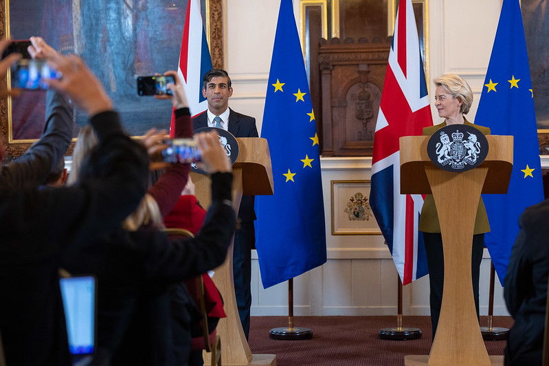 Prime Minister Rishi Sunak and President of the European Commission Ursula von der Leyen announcing the Windsor Framework in February