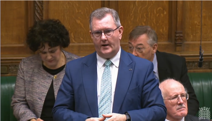 DUP leader Sir Jeffrey Donaldson speaking in the House of Commons